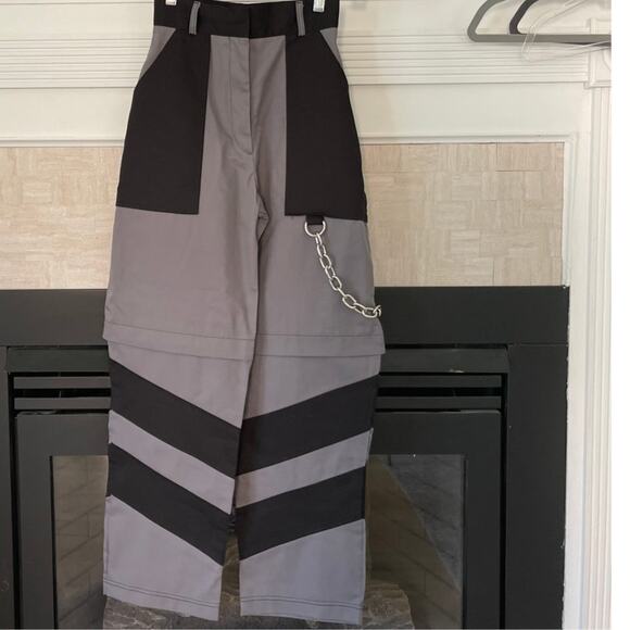 Ragged Priest Pants High Rise Shredder Combat Colorblock Pants with Chain XS - Picture 8 of 11